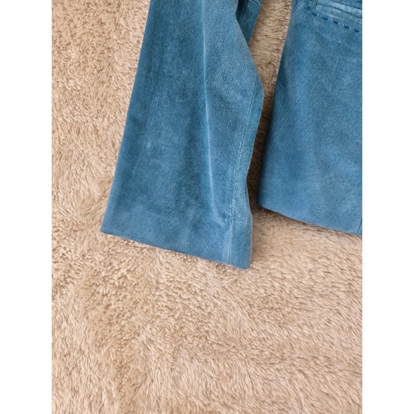 Margaret Godfrey Blue Suede Button Up Blazer Women's Size 8 Classic Tailored - Picture 4 of 16